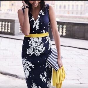 Boden dress, beautiful print with yellow accent.